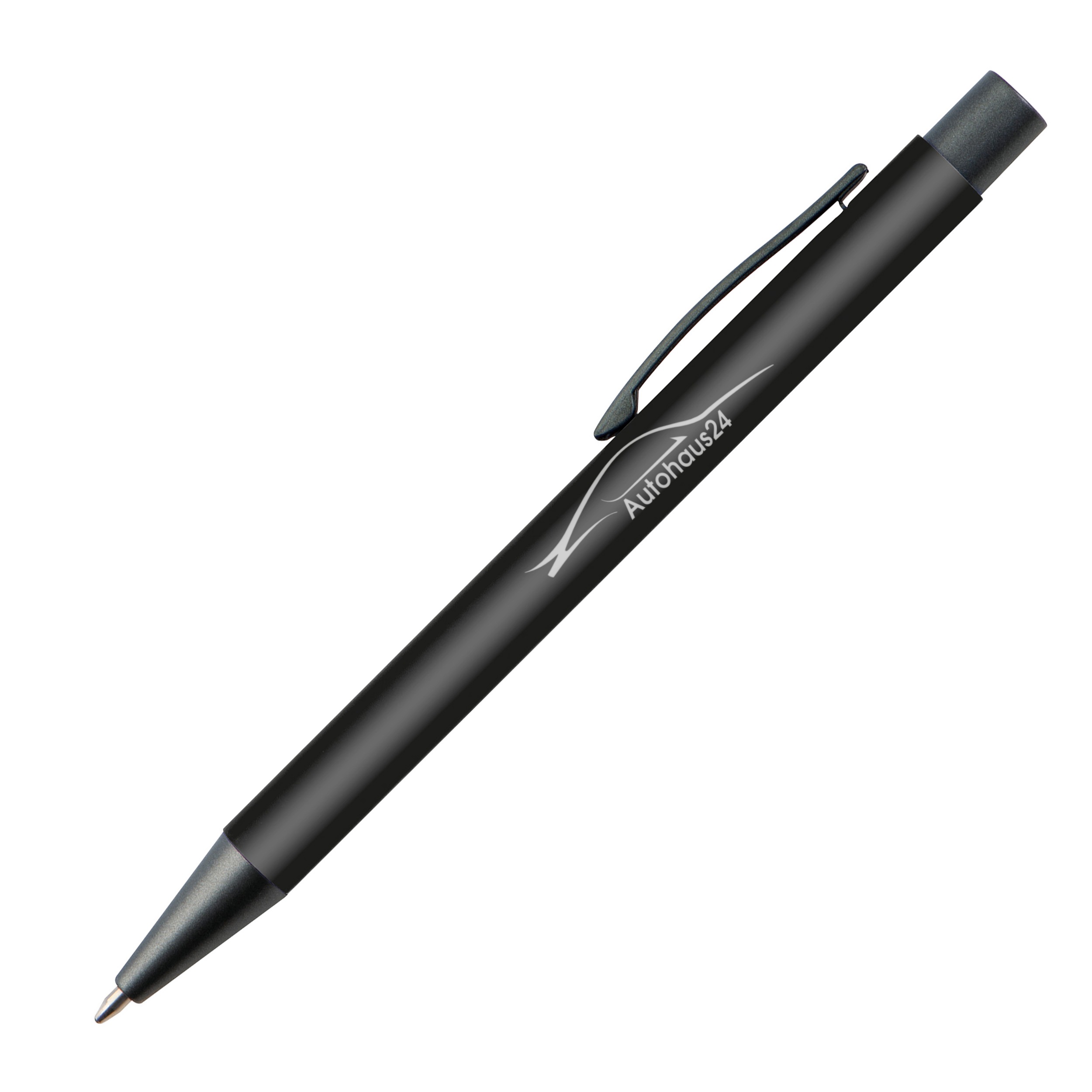 schwarz Matter Kugelschreiber PRO mit Metallclip (bedruckt) – Bild 1